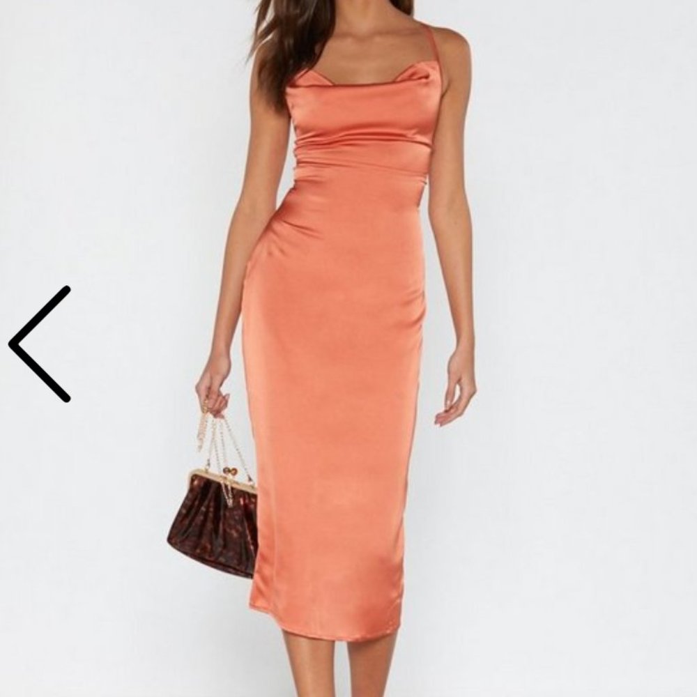 Cowl Are You Satin Midi Dress